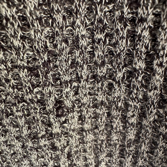 Free People Black and White Waffle Knit Sweater with Lace Up Detail Sleeves - Picture 5 of 7